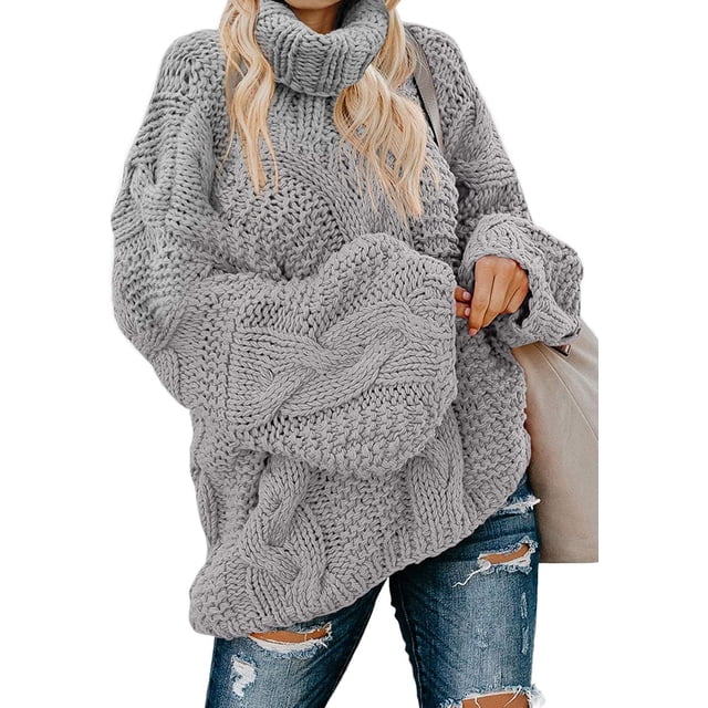 Women's Off Shoulder Long Sleeve V-Neck Ribbed Cable Pullover Sweaters Loose Fitting Jumper Tops