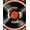 Black Red Ivory Gold, Pattern 1, variant on Design&I 8'x10' Washable Area Rug Vinyl Retro Record Music Cd Concentric Grooves Abstract Round for King Size Bedroom, Under Bed, Sleek Flatweave Pet Friendly