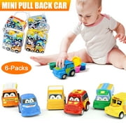 Amerteer 6 Pack Pull Back Cars for Toddlers,Construction Vehicles Toys for Baby Kids 1 2 3 Years Old Boys Child, Friction Powered Pull Back and Go Mini Vehicles for Kids Party Birthday Christmas Gift