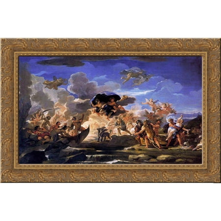 Mythological Scene with the Rape of Proserpine 24x18 Gold Ornate Wood Framed Canvas Art by Luca