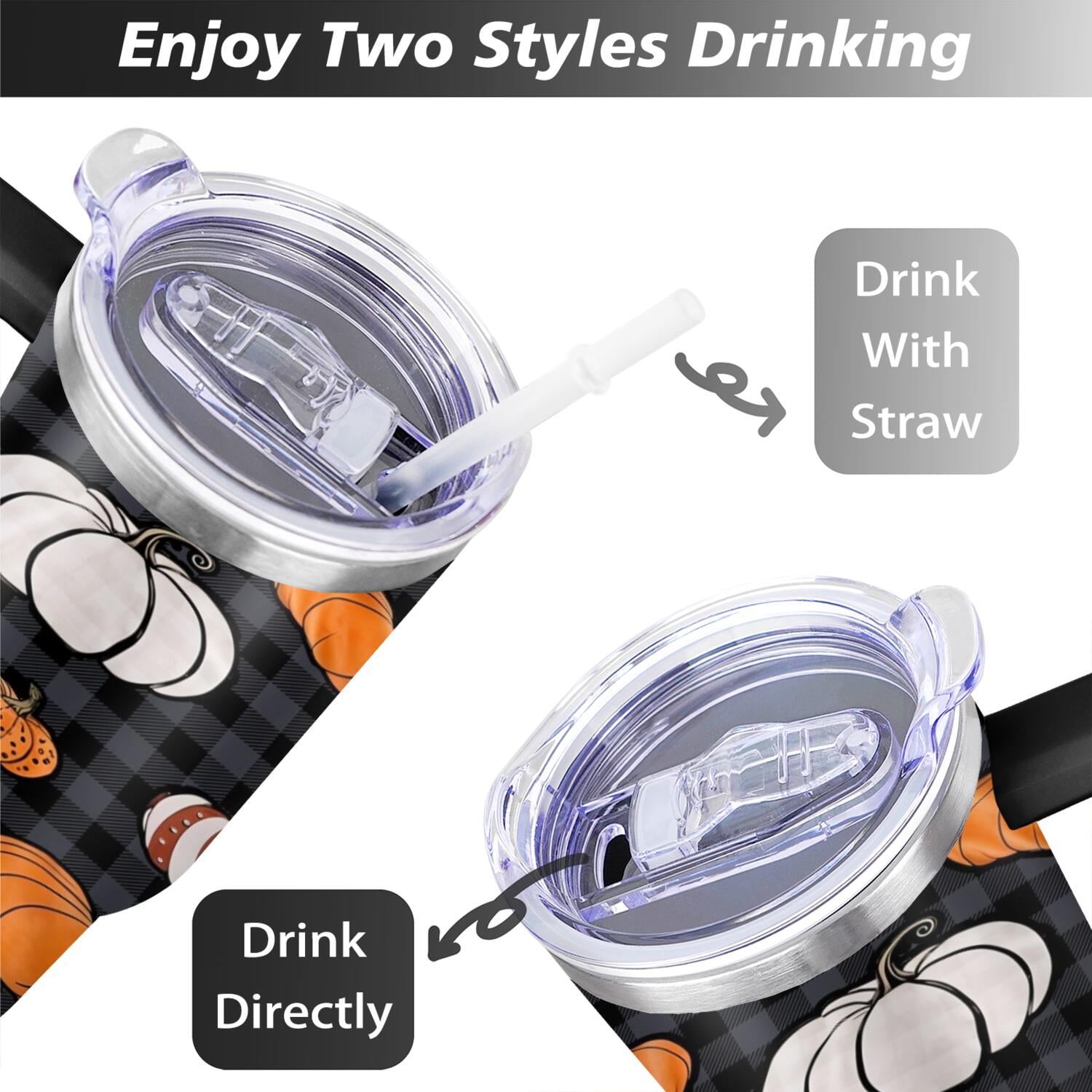 40 OZ Happy Halloween Cup with Handle Vacuum Insulated Tumbler Gift for Birthday Christmas Halloween