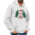 thumbnail image 2 of EchfiProm Mens White Hoodies Graphic Pullover with Pockets Hooded Xmas Outdoor Sweatshirt for Men Merry Christmas L, 2 of 5