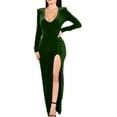 thumbnail image 2 of gakvbuo Fall Dresses for Women 2022 Wedding Guest Dresses for Womens Long Sleeve formal Dresses V Neck Cocktail Party Maxi Dress Evening Gown Slit Long Dress, 2 of 8