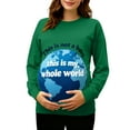 thumbnail image 2 of RKSTN Funny Maternity Sweatshirt for Women Plus Size Crewneck Pregnancy Graphic Print Sweatshirt Womens Casual Oversized Round Neck This is Not a Baby, This is My Whole World Print Sweatshirt, 2 of 7