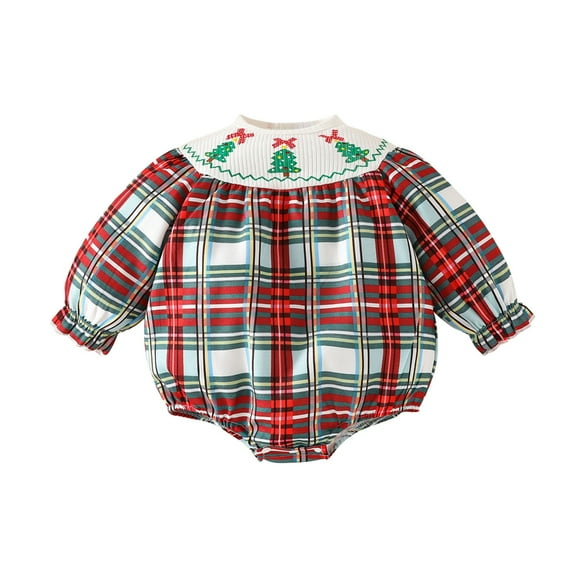Newborn Baby Boy Girl Fall Winter Clothes Christmas Jumpsuit Long Sleeve Bubble Shirts Romper Cute Infant One Piece Outfit 0-18M Red