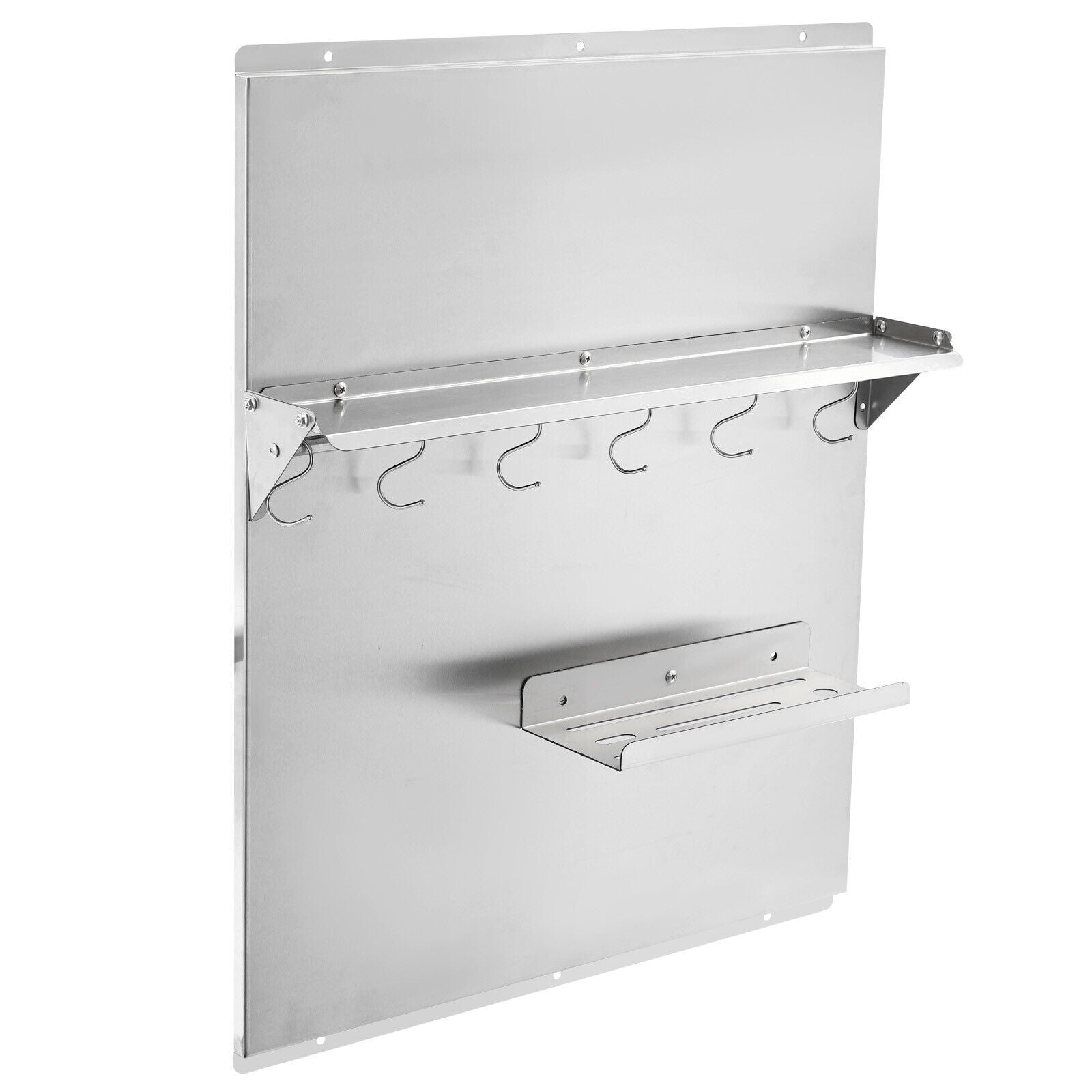 Stainless Steel Range Backsplash with Shelf & Hooks, 24 X 30 Inch Wall Mounted Stove Splatter Guard, Heat Resistant Kitchen Backsplash Panel with Knife Rack