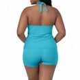 thumbnail image 5 of Ahdbta Plus Size Tankini Swimsuit for Women Two Piece Tummy Control Bathing Suit Halter Blouson Swim Tops with Boyshorts Swimwear, 5 of 8