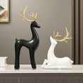 thumbnail image 4 of Souew Black and white deer ornament, Christmas Reindeer Figurines Set Modern Deer Statues For Holiday Decor, 4 of 9