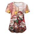 thumbnail image 3 of Uniforme de enfermera navideño para mujer, mono con cuello en V y manga corta con estampado de copos de nieve navideños, uniforme de trabajo médico para el cuidado de la salud, 3 of 5