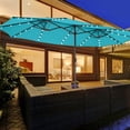 thumbnail image 5 of YYAo Outdoor Garden Umbrella,Market Umbrella,15 Feet Twin Patio Umbrella with 48 Solar LED Lights-Turquoise, 5 of 11