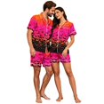 thumbnail image 4 of Couples Matching Halloween Pajama Sets 2 Piece Short Sleeve Button Down Pjs Soft Lightweight Sleepwear for Women Men Plus Size Pumpkin Bat Print Lounge Set Hot Pink S, 4 of 6