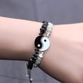 thumbnail image 2 of Juego de pulseras con dijes para mujer, joyería hecha a mano en blanco y negro, Yin Yang, cadena de cuerda ajustable, 1 par, 2 of 4