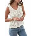 thumbnail image 2 of Women Summer Tank Top Trendy V Neck Crochet Sleeveless Shirts Sweater Vest White S, 2 of 8