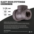 thumbnail image 5 of Supply Giant 1-1/4" x 1" x 1" BLack Pipe Fitting Reducing Tee Cast Iron, 5 of 6