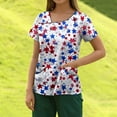 thumbnail image 3 of 4Th Of July Outfits For Women, Scrub Tops Plus Size Skew Collar Short Sleeve Workwear With Pockets Red White And Royal Blue American Flag Top Cargo Pants Women Tank Top Tank (5XL, Royal Blue) ZMTing, 3 of 3