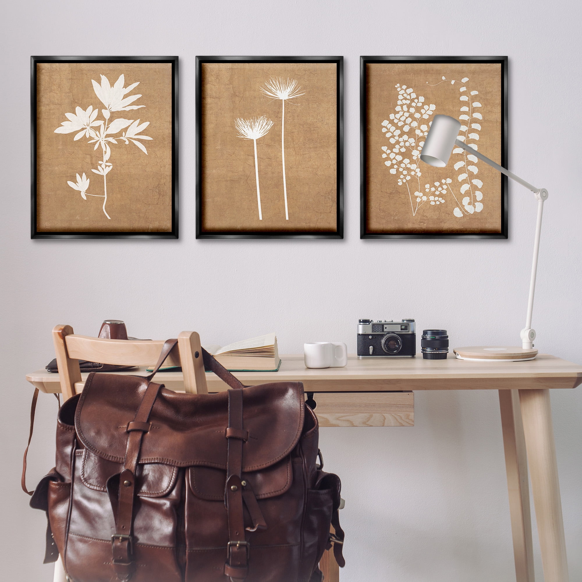 Stupell Industries Nature Botanical Silhouettes Botanical & Floral Painting Black Floater Framed Canvas Art Print Wall Art, 25 x 31, Set of 3
