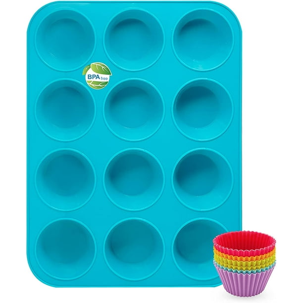 Katbite Silicone Muffin Pan Cupcake Pans 12 Cups Nonstick BPA Free