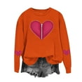 thumbnail image 6 of dazeni Valentine's Sweatshirt for Women Cute Love Heart Blouse Casual Long Sleeve Valentine Tshirt Fashion Clothes Tops Orange Large, 6 of 6