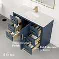 thumbnail image 3 of Eviva Curio 42"W x 18"D Dark Blue Bathroom Vanity with White Carrara Quartz Countertop and Undermount Porcelain Sink, 3 of 11