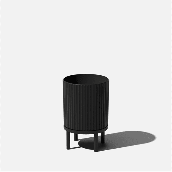 Veradek Mason Series Raised Demi 12" Plastic-Stone Planter with Stand - Black/Black