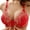 Red, variant on Women Bra Front Buckle Closure Floral Embroidery Lace Wire-free Adjustable Shoulder Strap Push-up 3/4 Cup Bra for Work Sport Travel