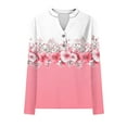 thumbnail image 6 of Button Down Shirts For Women Dressy Floral Printed Long Sleeve Blouse Business Casual Work Tops Pink S, 6 of 6