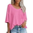 thumbnail image 4 of Top for Women,Clearance Women's Fashion Casual Solid V-Neck Loose Short Sleeve T-shirt Pullover Tops, 4 of 4
