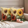 thumbnail image 3 of Pack of 2 Outdoor Pillow Covers 18x18 Inch Waterproof Summer Sunflowers Throw Pillow Covers,Decorative Couch Pillow Case Sham Vintage Oil Painting Red Yellow Floral Patio Pillowcases Cushion Cover, 3 of 8
