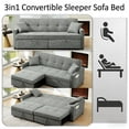 thumbnail image 3 of Aukfa 82" Comfy Sofa 3 Seat Convertible Sofa Bed with 2 Side Pockets for Living Room, 2 Pillows, Linen, Gray, 3 of 7