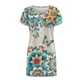 thumbnail image 4 of FKELYI Boho Mandala Flower Butterfly Print Nightgowns Button Down Nightdress for Women Summer Sleepwear Dress Nightshirt Dress Crew Neck Lounge Wear Dress Short Sleeve Pajama Dress, M, 4 of 6