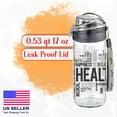 thumbnail image 5 of Decorated glass water bottle with lid, Motivational Workout Water flask with wide mouth, Cute leak-proof water bottles for school kids, Large Reusable glass for juice, 17 oz, 5 of 8