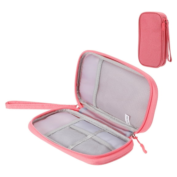 Uxcell Electronic Organizer Case Travel Cable Bag Single Layer Waterproof Case for Cable,Pink 190x110x35mm