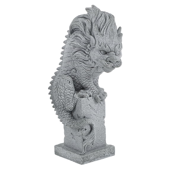 RENACLIPY 1Set Grey Stone Dragon Garden Statue Traditional Chinese Element Table Ornament for Landscape Decor