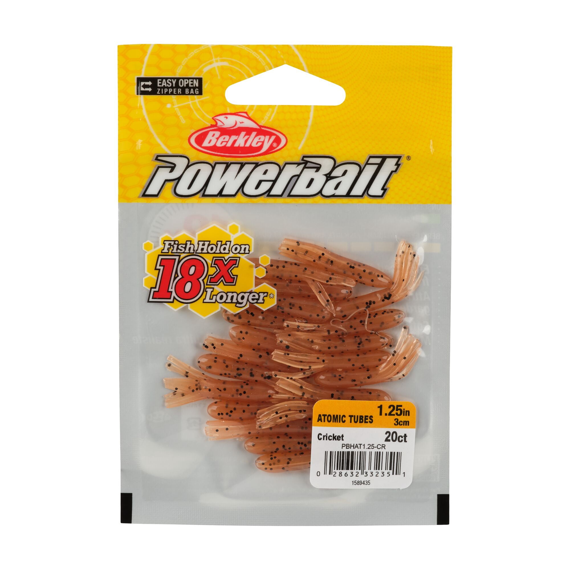 Berkley PowerBait® Atomic Tubes, 1.25 in, Tubes, Cricket (20-count)