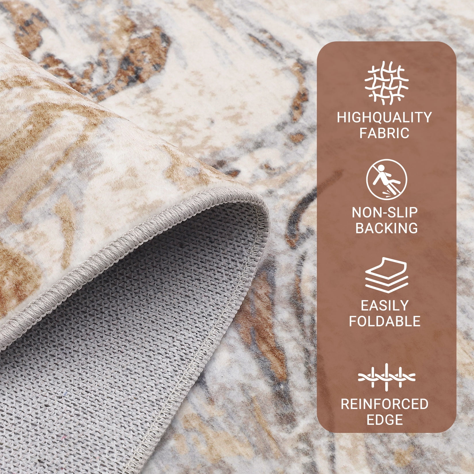 9'x12' Machine Washable Area Rug – Modern Marble Abstract Low Pile Non-Slip Living Room Carpet