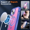 thumbnail image 3 of Magnetic for iPhone 15 Case with 2 Glass Screen Protectors, Compatible with Magsafe, Military-Grade Protection, Hard Protective Cover Shockproof Phone Case for iPhone 15, 6.1 inch, Blue Pink, 3 of 14