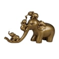 thumbnail image 2 of Bonita figura familiar de elefantes para escritorio de oficina, estatua de animal, estante, adorno decorativo dorado, 2 of 9