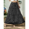 thumbnail image 4 of Cueply Long Skirts for Women Pleated Elastic High Waist drawstring Tiered Maxi Skirt with Pockets, 4 of 7