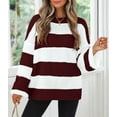 thumbnail image 4 of YOGAFOX Women Oversized Color Block Long Sleeve Pullover Sweater Wine XL, 4 of 5