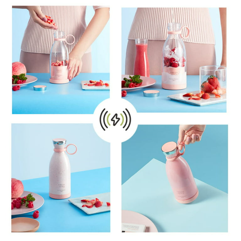 Personal Portable Bullet Blender, Shakes and Smoothies, Easy To Clean,  Shake Blender with One-Button Operation, Blender Cups With Brush - Pink 