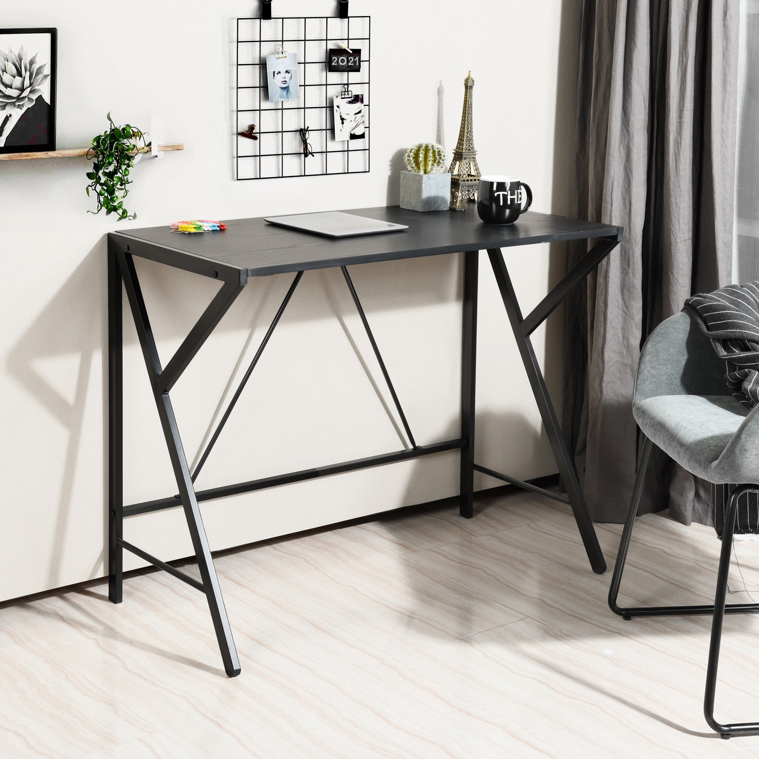 Kepooman Writing Computer Desk, Home Office Table, Modern Furniture Simple Study Makeup Workstation, Black Kepooman Writing Computer Desk, Home Office Table, Modern Furniture Simple Study Makeup Workstation, Black