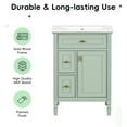 thumbnail image 6 of 24" Bathroom Vanity with Ceramic Sink, Freestanding Vanity with Flip Drawer and Storage Rack,  Solid Wood Cabinet with Adjustable Shelf and Drawers for Bathroom, Green, 6 of 9