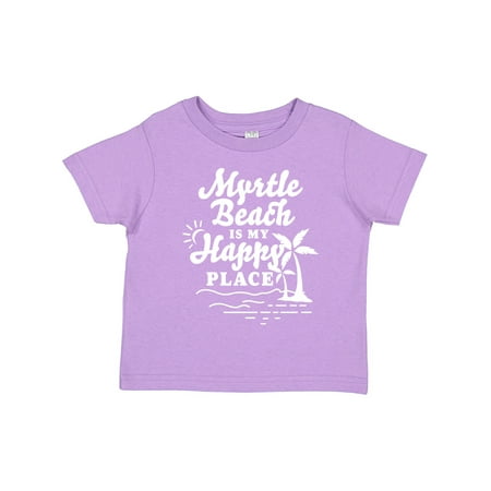

Inktastic Myrtle Beach is My Happy Place with Palm Trees Gift Toddler Boy or Toddler Girl T-Shirt