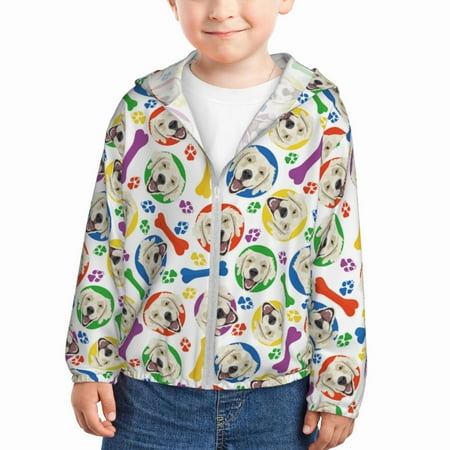 

Gaeub Cartoon Labrador Retriever Print Athletic Sun Protection Hoodie for Kids Long Sleeve Outdoor UV Shirt Running Fishing Top for Boys Girls-4 Years