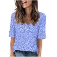 thumbnail image 1 of Camisetas Casuales de las Mujeres Impresas Manga Corta Cuello en V, Camiseta Ligera para Diario, Fiesta Y Primavera Verano, 1 of 4