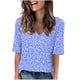 thumbnail image 2 of Fiudx Camisas de Mujer Camiseta de Manga Corta con Cuello En V Estampada Informal a La Moda para Mujer, 2 of 4