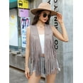thumbnail image 6 of Yesfashion Women's Fringe Vest 70s Hippie Sleeveless Tassel Long Cardigan Jacket Cowgirl Western Tops, 6 of 9
