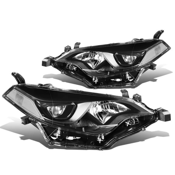 DNA Motoring For 14-16 Toyota Corolla Black Clear Corner LED Projector Low Beam Headlight Lamps Pair