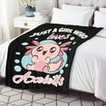 thumbnail image 5 of Soft Flannel Blanket Just Girl Who Loves Axolotls Lightweight Plush Throw Air Conditioner Quilt for Women Men Couch Bed Sofa Decorative Blankets 30"x40", 5 of 6
