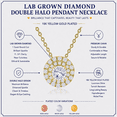 thumbnail image 4 of JeenMata Lab Grown Diamond 1 Carat Round Cut Double Halo Pendant Necklace in 18K Yellow Gold Plating for Women, 4 of 8